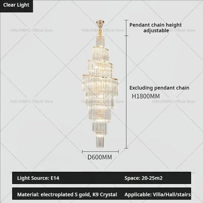 Modern gold crystal chandelier for villa living room