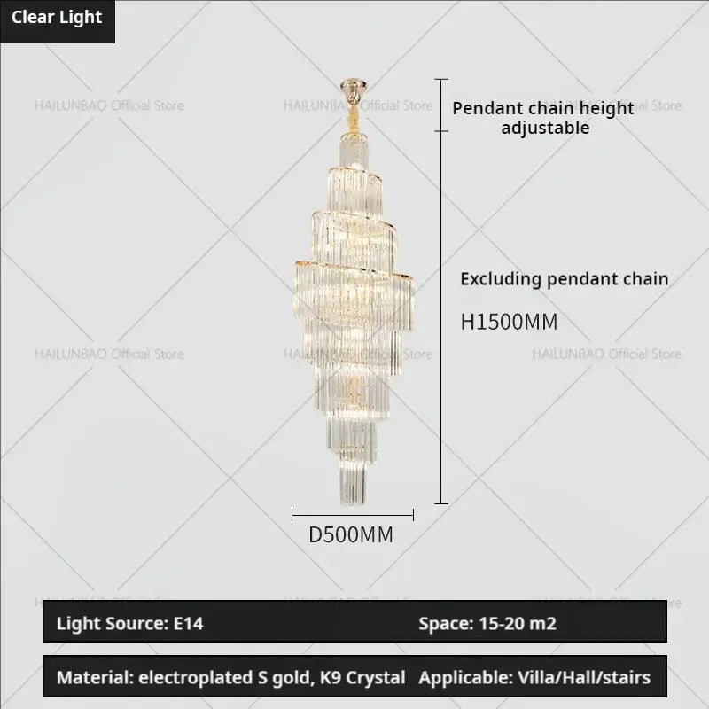 Modern gold crystal chandelier for villa living room