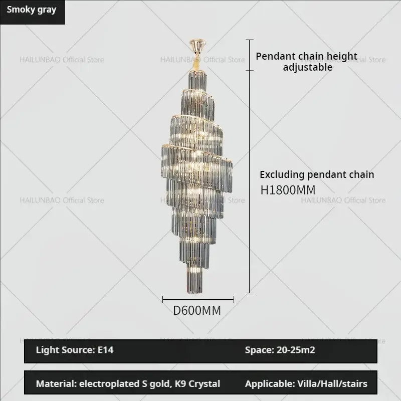 Modern gold crystal chandelier for villa living room
