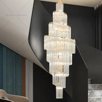 Modern gold crystal chandelier for villa living room