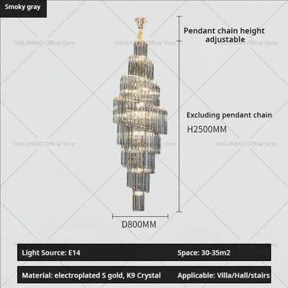 Modern gold crystal chandelier for villa living room