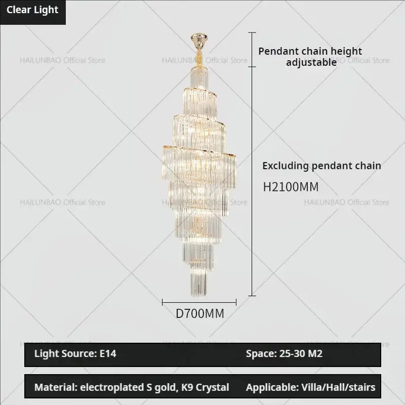 Modern gold crystal chandelier for villa living room
