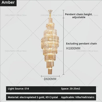 Modern gold crystal chandelier for villa living room