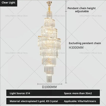 Modern gold crystal chandelier for villa living room