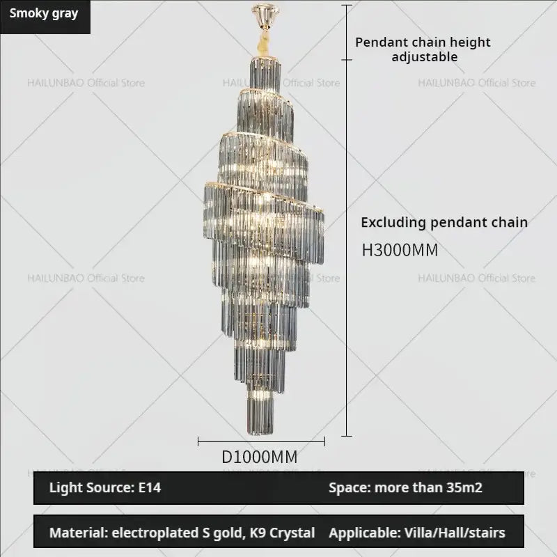 Modern gold crystal chandelier for villa living room