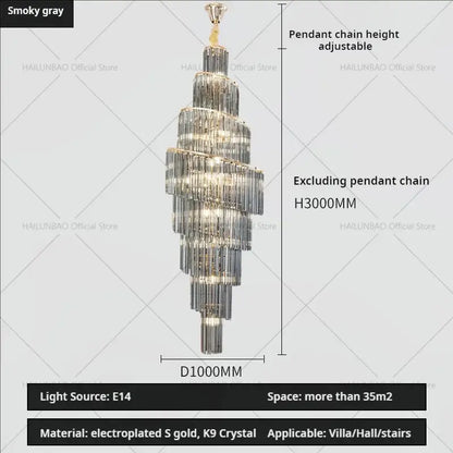 Modern gold crystal chandelier for villa living room
