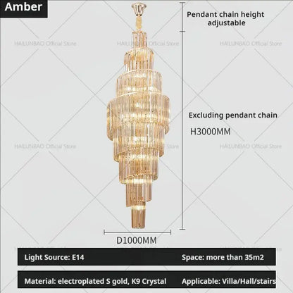 Modern gold crystal chandelier for villa living room