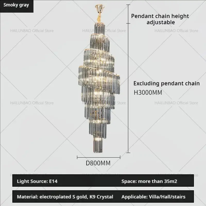 Modern gold crystal chandelier for villa living room