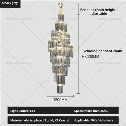 Modern gold crystal chandelier for villa living room