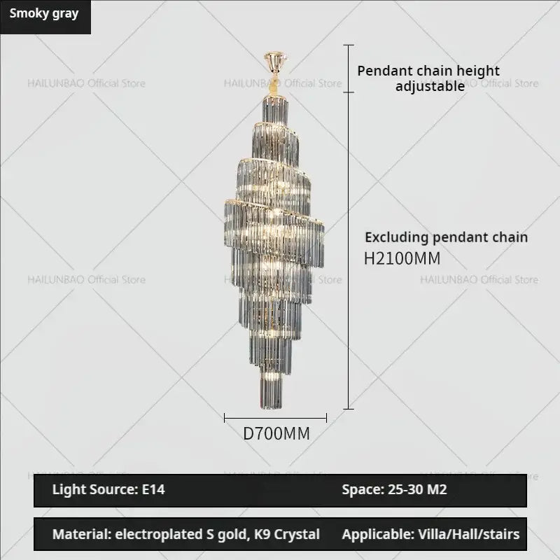 Modern gold crystal chandelier for villa living room