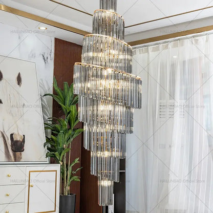 Modern gold crystal chandelier for villa living room