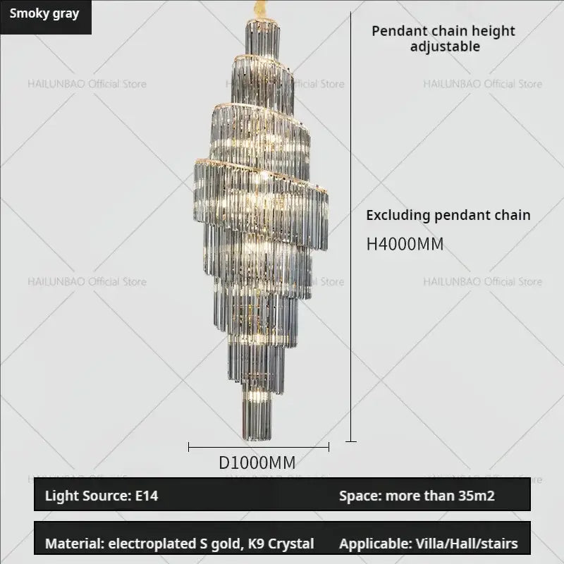 Modern gold crystal chandelier for villa living room