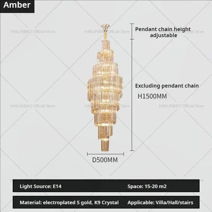 Modern gold crystal chandelier for villa living room