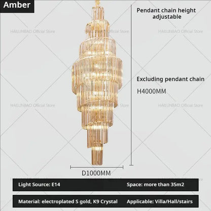Modern gold crystal chandelier for villa living room
