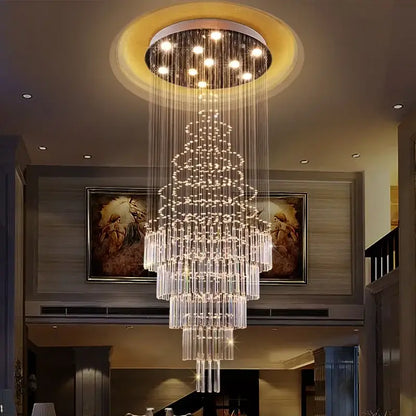 Modern cascading crystal chandelier living room led light