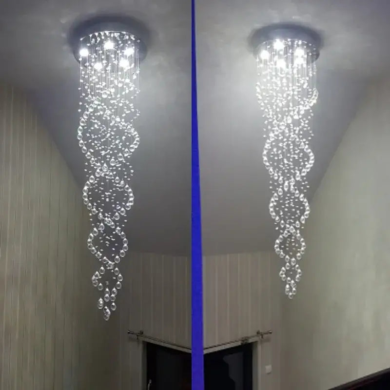 Luxury cascading crystal chandelier bedroom hanging light