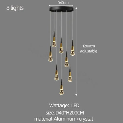 Modern gold decorbites crystal chandelier for stairwell and living room