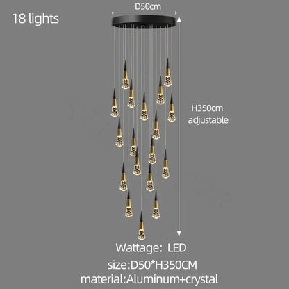 Modern gold decorbites crystal chandelier for stairwell and living room