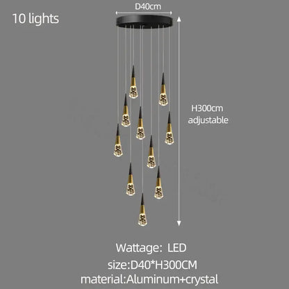 Modern gold decorbites crystal chandelier for stairwell and living room