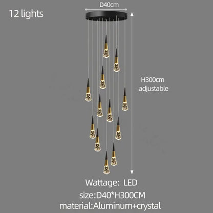 Modern gold decorbites crystal chandelier for stairwell and living room