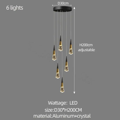 Modern gold decorbites crystal chandelier for stairwell and living room