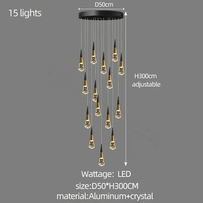 Modern gold decorbites crystal chandelier for stairwell and living room
