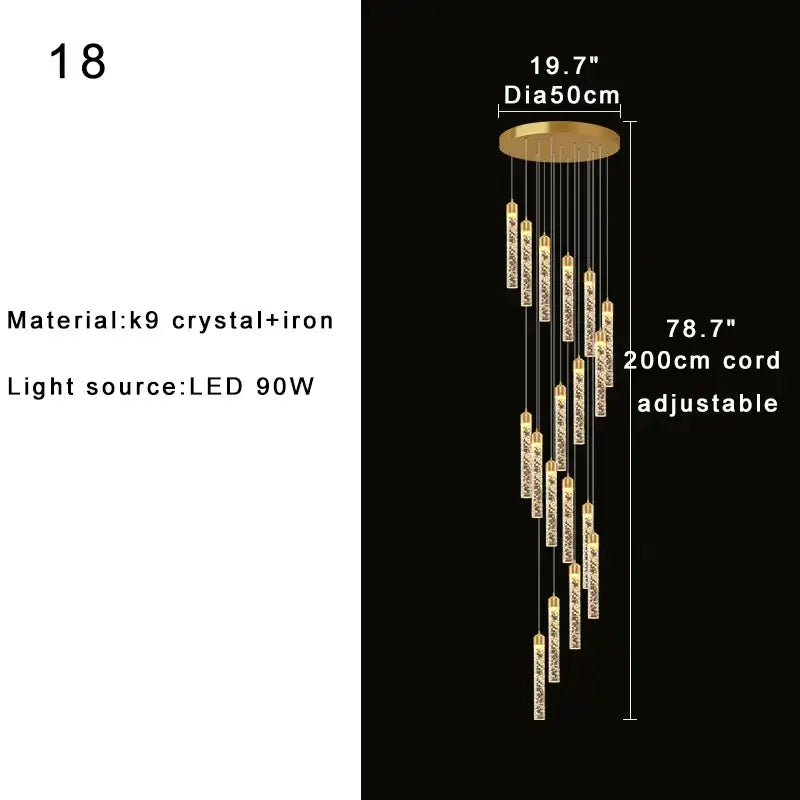Modern gold crystal chandelier foyer pendant light