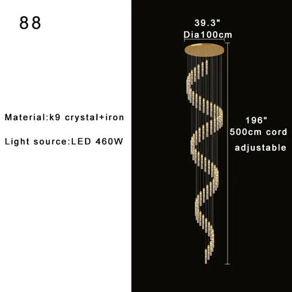 Modern gold crystal chandelier foyer pendant light