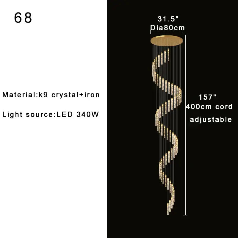 Modern gold crystal chandelier foyer pendant light