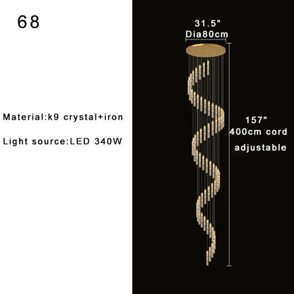 Modern gold crystal chandelier foyer pendant light