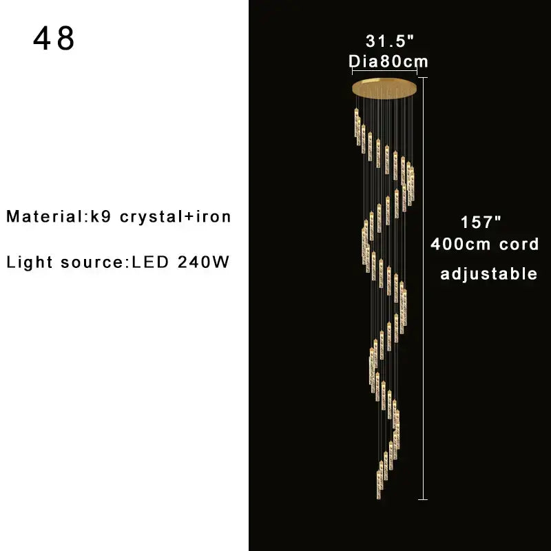 Modern gold crystal chandelier foyer pendant light