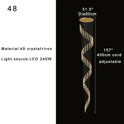 Modern gold crystal chandelier foyer pendant light