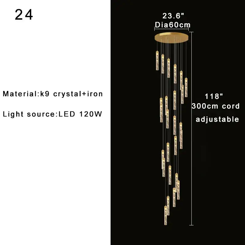 Modern gold crystal chandelier foyer pendant light