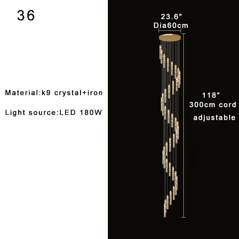 Modern gold crystal chandelier foyer pendant light