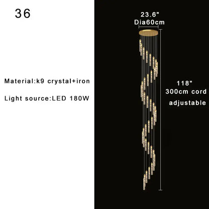 Modern gold crystal chandelier foyer pendant light