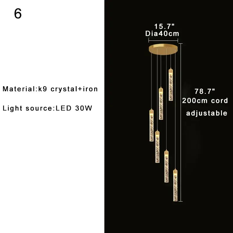 Modern gold crystal chandelier foyer pendant light