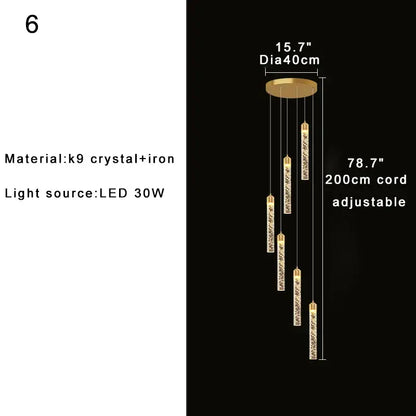 Modern gold crystal chandelier foyer pendant light