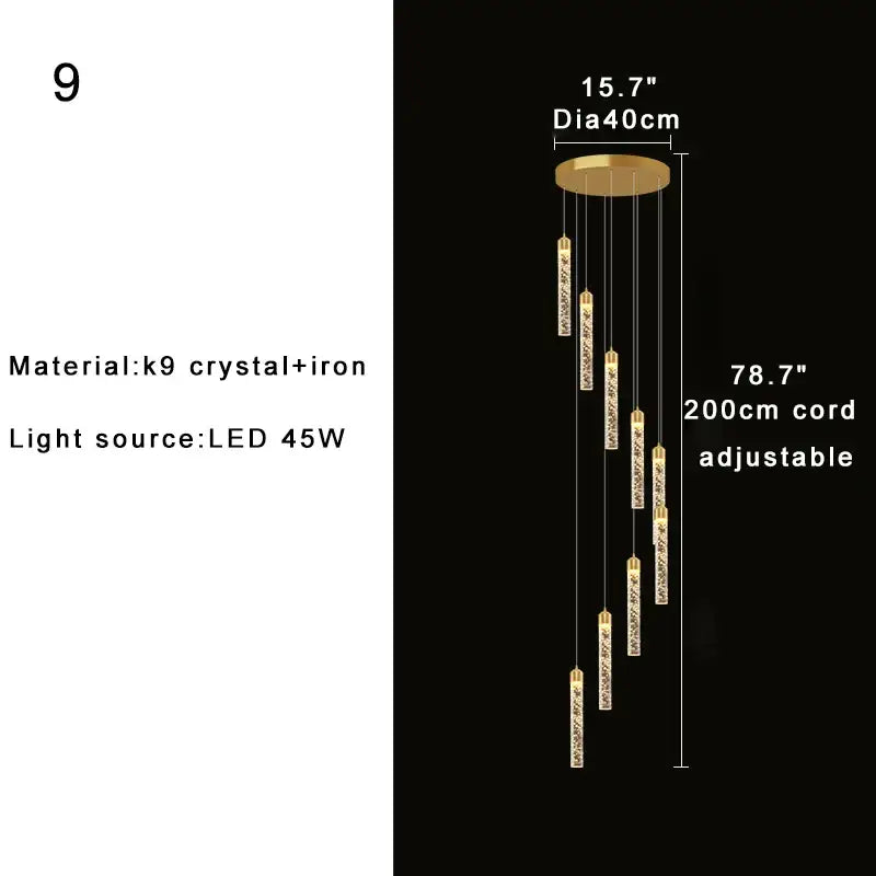 Modern gold crystal chandelier foyer pendant light