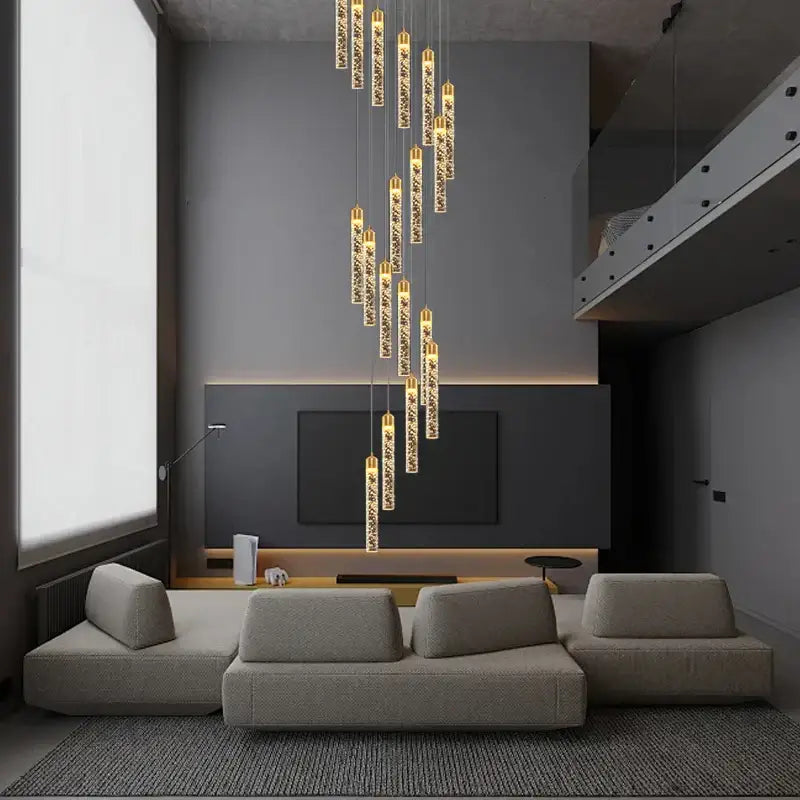 Modern gold crystal chandelier foyer pendant light