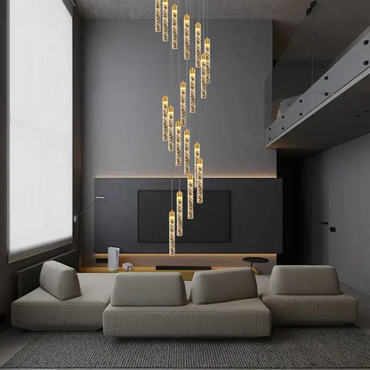 Modern gold crystal chandelier foyer pendant light