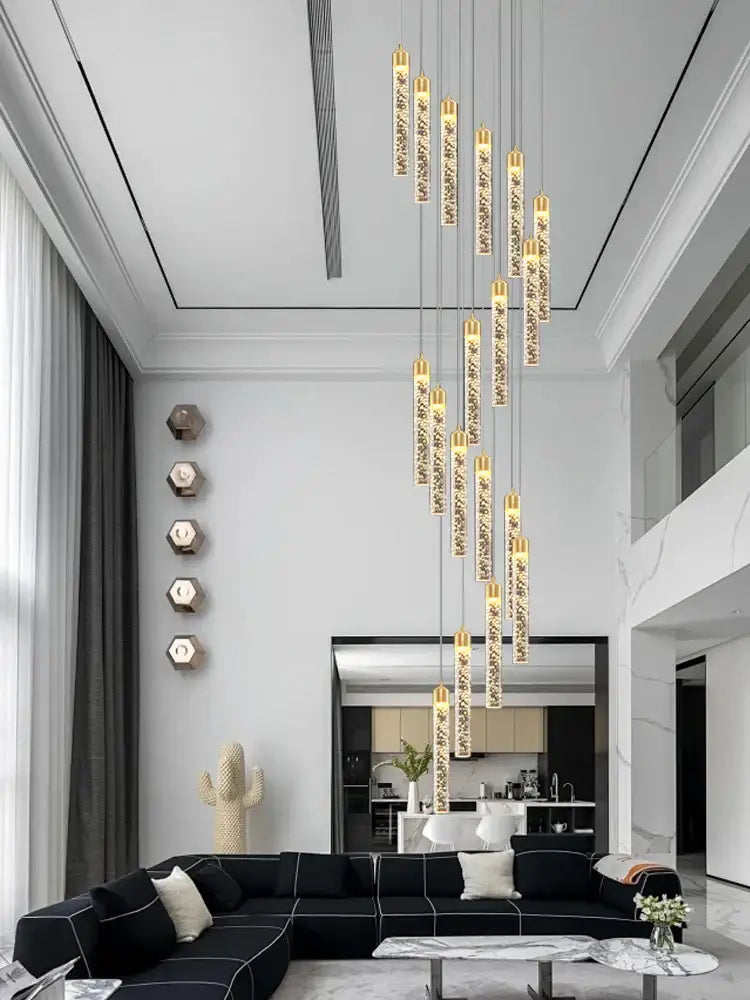 Modern gold crystal chandelier foyer pendant light