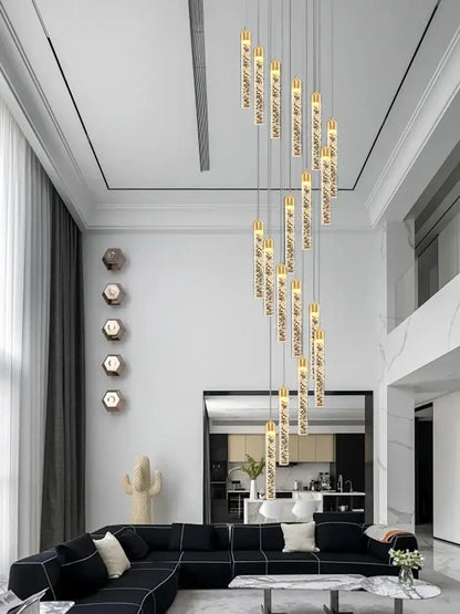 Modern gold crystal chandelier foyer pendant light