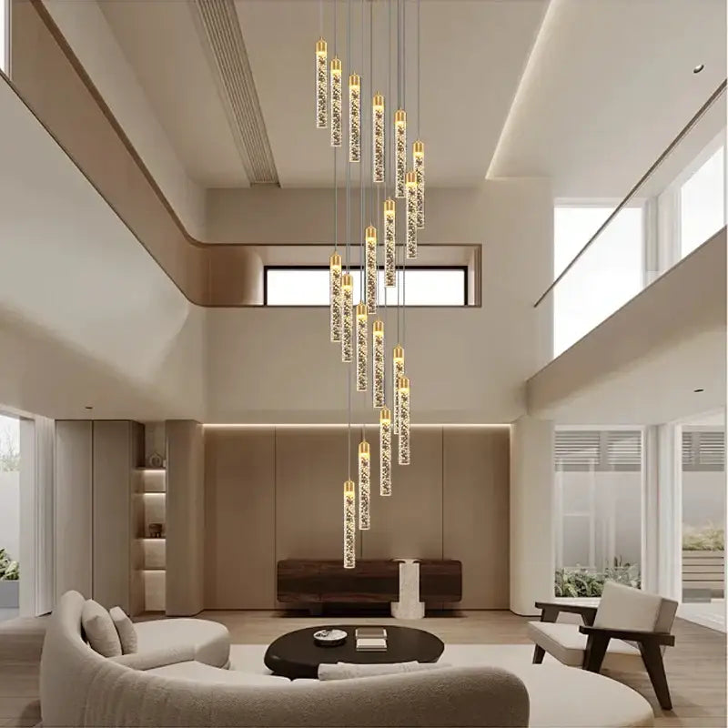 Modern gold crystal chandelier foyer pendant light