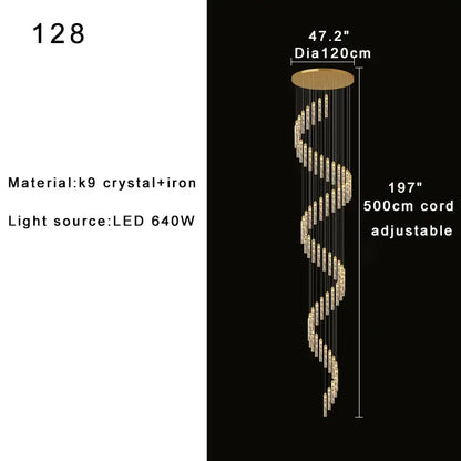 Modern gold crystal chandelier foyer pendant light