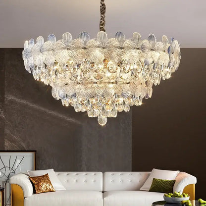 French cream petal crystal chandelier for living room