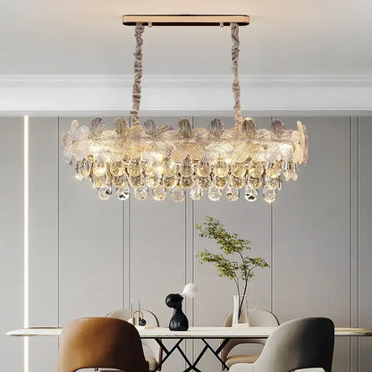 French cream petal crystal chandelier for living room