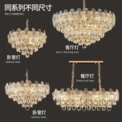 French cream petal crystal chandelier for living room