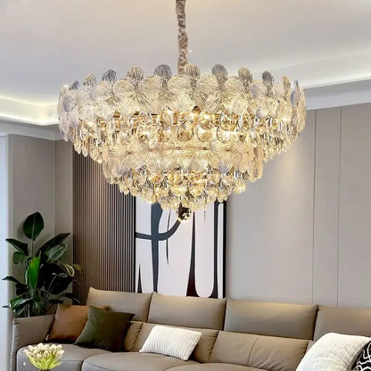 French cream petal crystal chandelier for living room