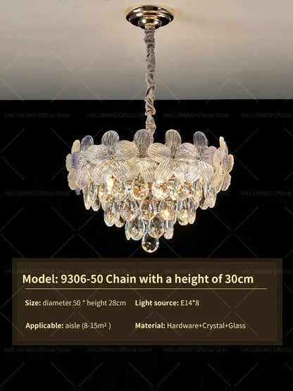 French cream petal crystal chandelier for living room