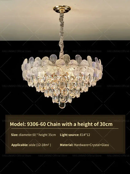 French cream petal crystal chandelier for living room
